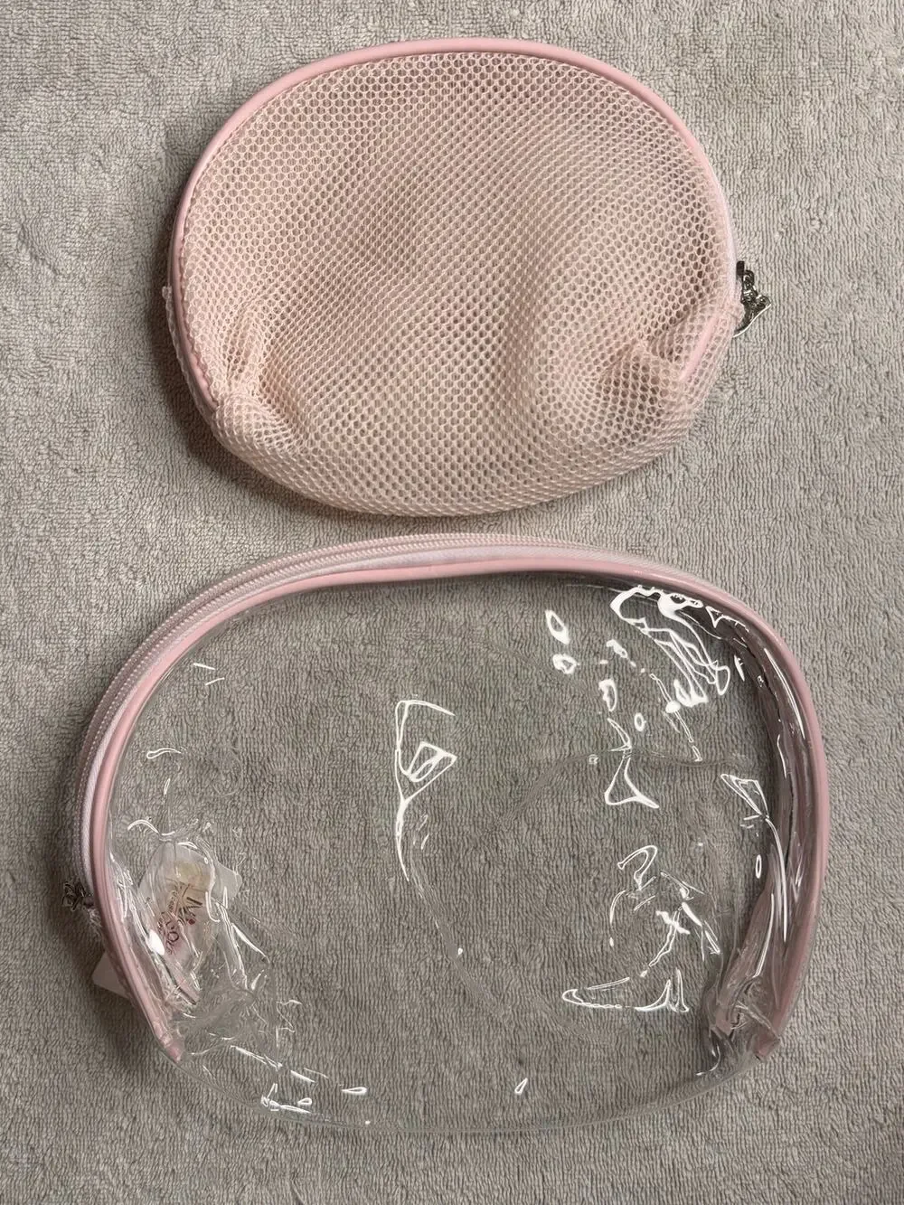 Toiletries Travel make up bag set of 2 sturdy one transparent one mesh